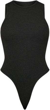 Black Soft Ribbed Racer Bodysuit | Tops | PrettyLittleThing USA