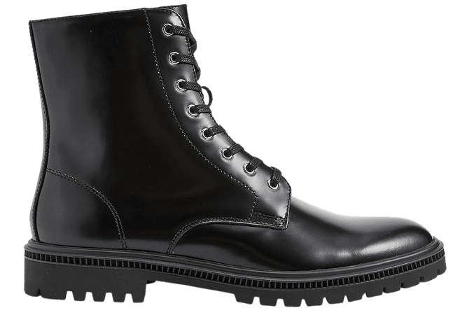 Black Leather Combat Boots | Express
