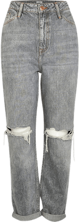 Grey high waisted mom jeans | River Island