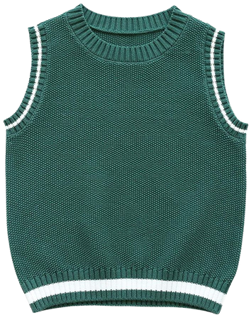 Amazon.com: CUNYI Boys' Cotton Crewneck Knit Sweater Vest Uniform Sleeveless Pullover, Green, BY18419-110: Clothing