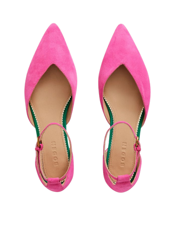 Ankle Strap Point Flats - Festival Pink Suede | Boden US