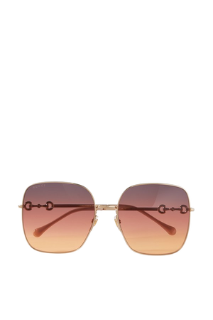 GUCCI Square-frame gold-tone sunglasses