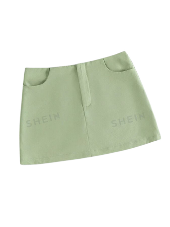 SHEIN EZwear Women's Solid Color Mini Skirt With Oblique Pockets | SHEIN USA