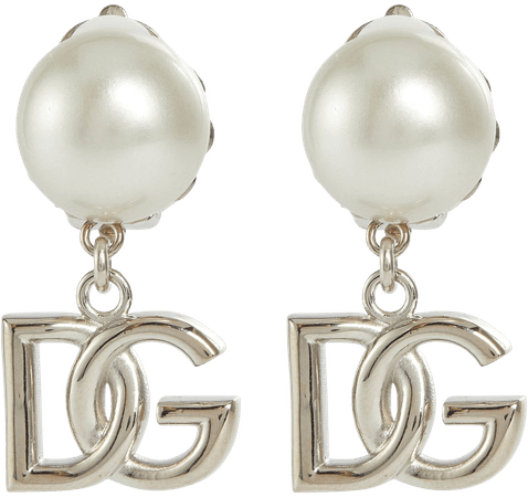 Dolce & Gabbana Logo faux pearl earrings