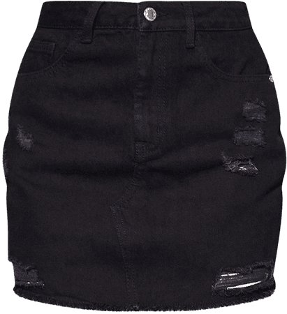 Recycled Black Basic Ripped Denim Mini Skirt | PrettyLittleThing USA
