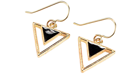 Amazon.com: Tribal Triangle Dangle Earrings |Gold Geometric Bohemian Drop Earrings | Multiple Colors Available (Black) : Handmade Products