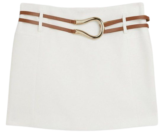 Clean Tailored Buckle Detail Mini Skirt | Karen Millen