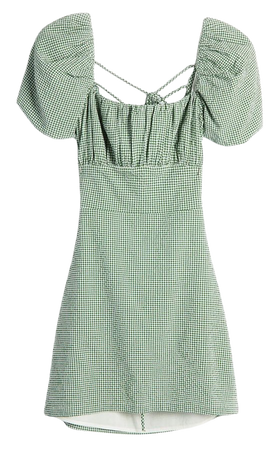 Gingham Puff Sleeve Mini Dress | OAK + FORT