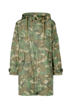 Hooded Camouflage-print Cotton-blend Parka - Army green