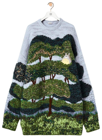 Totoro Crafty Tree sweater in mohair and wool Light Blue/Green - LOEWE