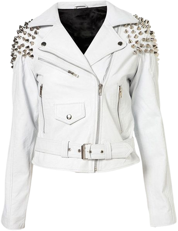 silver studded white leather jacket