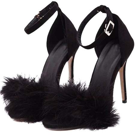 black feathered heels