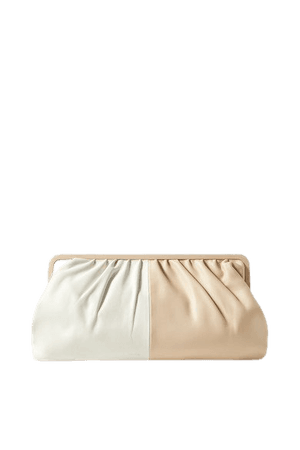 Celia Two-tone Leather Clutch - Off-white