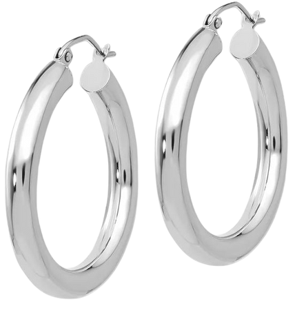 10K White Gold Earring Hoop Women'S 20 mm 4 Polished 4Mm Tube Earrings - Walmart.com