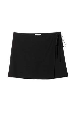 Tailored Viscose Mini Wrap Skirt - Black - Weekday WW
