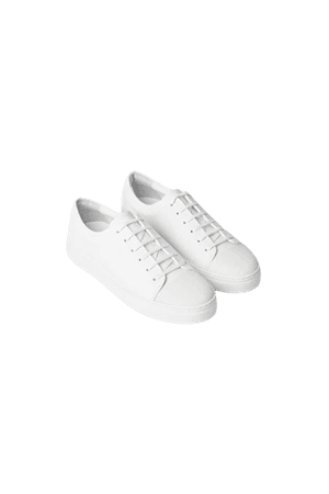 RUBBER-DETAILED LEATHER SNEAKERS - White - Sneakers - COS SE