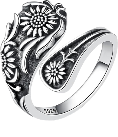 Amazon.com: IOHUPCI Spoon Ring for Women - Sterling Silver Thumb Vintage Antique Spoon Ring Boho Victorian Jewelry (Sunflower): Clothing, Shoes & Jewelry