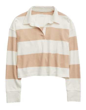 Aerie Long Sleeve Cropped Polo T-Shirt