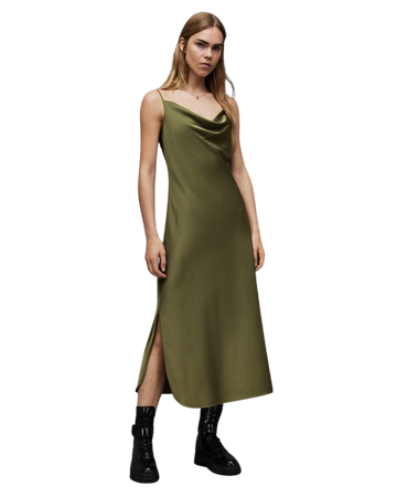 Hadley Cowl Neck Midi Slip Dress PISTACHIO GREEN | ALLSAINTS US