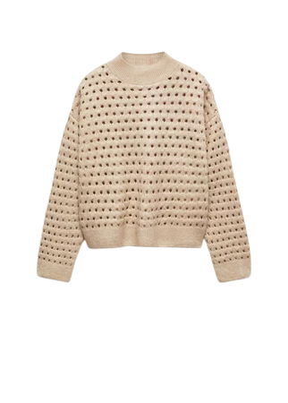 Knitted sweater with openwork details - Woman | Mango Canada