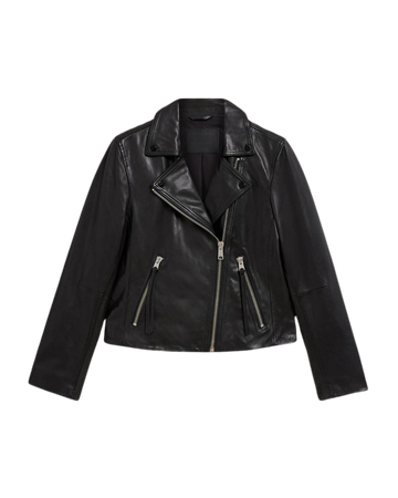 Dalby Slim Fit Leather Biker Jacket Black | ALLSAINTS US