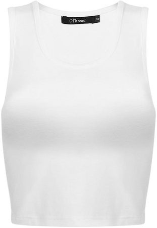 OThread & Co. Women's Basic Crop Tops Stretchy Casual Scoop Neck Sleeveless Crop Tank Top (Medium, White) at Amazon Women’s Clothing store