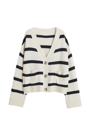 Boxy Cardigan - Navy blue/Striped - Ladies | H&M US