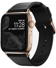 rose gold Apple Watch with black band