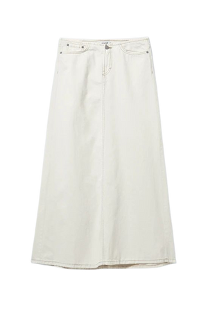 Anaheim Long Demin Skirt - Chalk White - Weekday WW