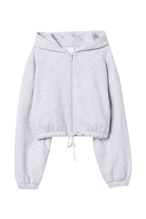 Hooded Jacket with Drawstring - Light gray melange - Ladies | H&M US