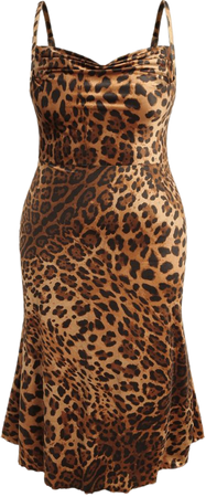 Cowl Neck Leopard Mermaid Maxi Dress Curve & Plus - Cider