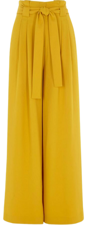 Yellow paper bag waist wide leg pants - Wide Leg Pants - Pants - women