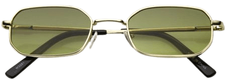 *clipped by @luci-her* Extreme Small Metal Rectangle Sunglasses Thick Frame Flat Lens 48mm (Camo Green)