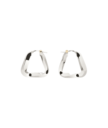 Bottega Veneta Twisted Triangle Hoop Earrings $480