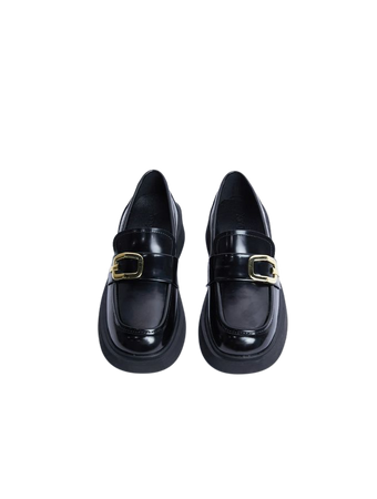 Metal Buckle Slip-On Thick Sole Loafers - Creative Essentials