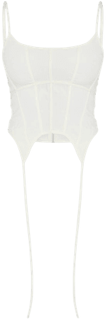 Cream Woven Structured Extreme Stirrup Hem Top | PrettyLittleThing USA