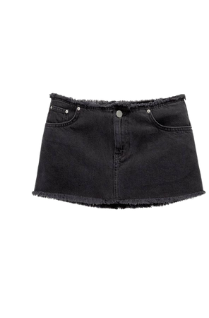 Denim mini skirt with frayed trims - pull&bear