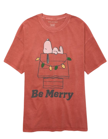AE Oversized Holiday Snoopy Graphic Tee