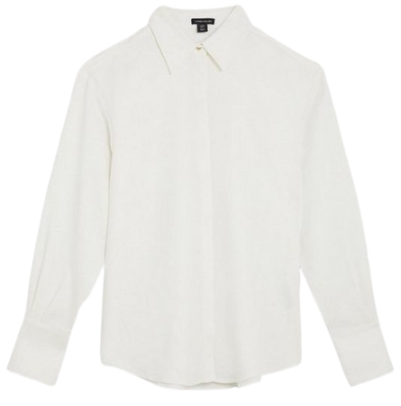 Premium Viscose Crepe Long Sleeve Collared Shirt | Karen Millen