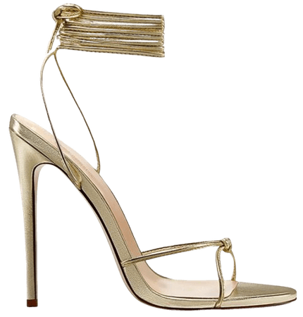 Gold LaceUp Heeled Sandals