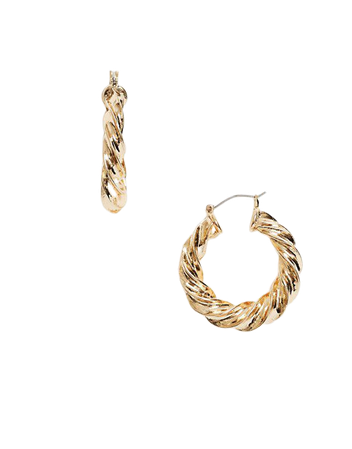 ASOS DESIGN hoop earrings in thick twist design in gold tone | ASOS