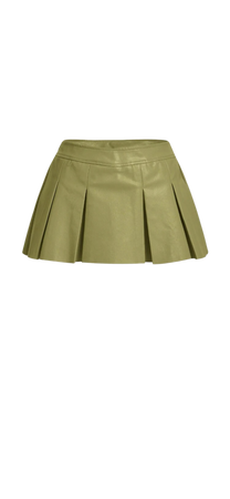 green pleated skirt