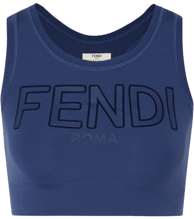 Fendi | Roma appliquéd printed stretch-jersey sports bra | NET-A-PORTER.COM