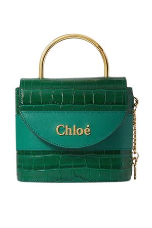 Aby Lock Small Croc-effect Leather Shoulder Bag - Emerald