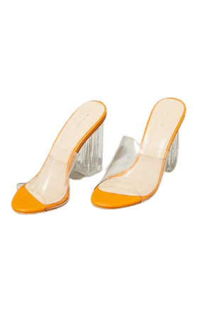 Orange Clear High Block Mule Heels | PrettyLittleThing USA