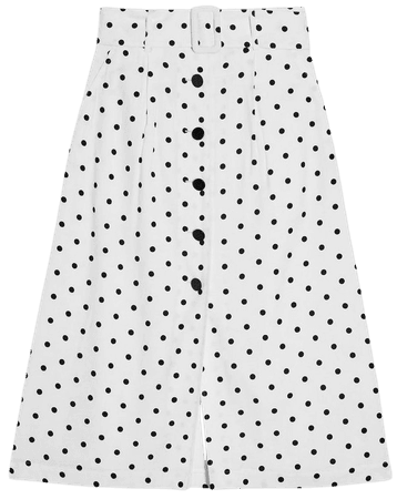 Black And White Belted Spot Midi Skirt | Topshop white
