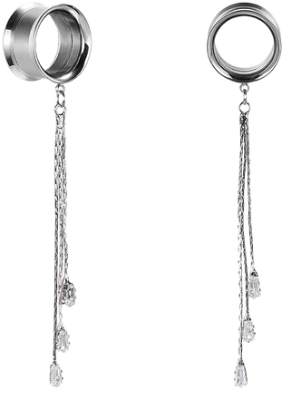 Amazon.com: COOEAR Fashion Gauges for Ears Double Flared Tunnels Dangle Chain Expander Stretchers Earrings 2g to 1 inch. : Clothing, Shoes & Jewelry