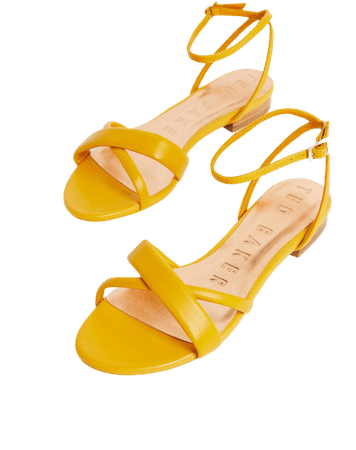 Leather Flat Strappy Sandal - Yellow | Sandals | Ted Baker
