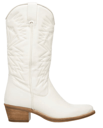 HAYWARD White Leather Western Boots | Women's Leather Cowboy Boots – Steve Madden