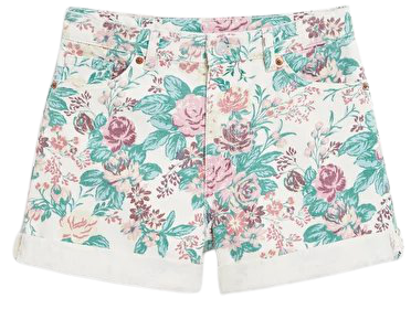 Cuffed denim shorts - Floral print - Denim shorts - Monki WW